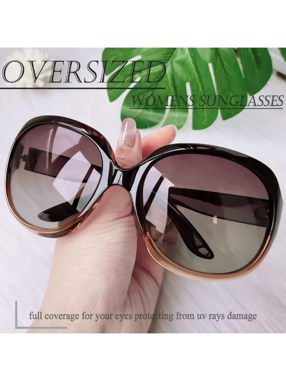 Trendy Oversized Polarized Sunglasses for Women - UV Protection, Large Shades
